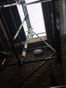 scaffolding going up to the roof at Charles Read Academy