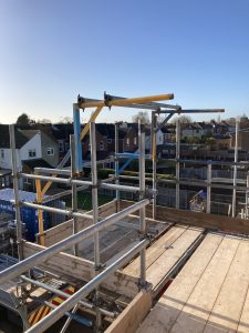 scaffolding for roof access to a building in Lincoln