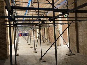 scaffolding inside of st marks station in Lincoln
