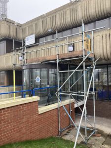 scaffolding on the building for the Lincolnshire Emergency Services HQ