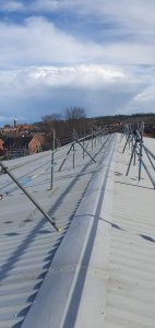 scaffolding on a roof in Lincoln