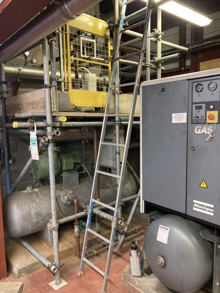 Access platforms in a plant room at the University of Lincoln for maintenance