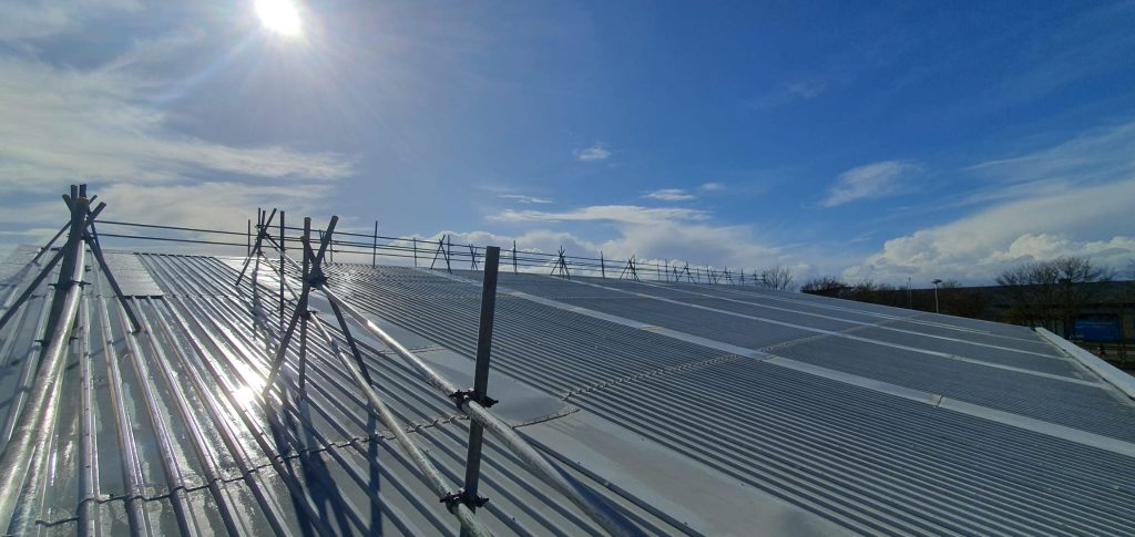 scaffolding on a roof in Lincoln